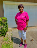 Pink Heavenly Influenced Christian t-shirt with gray lettering